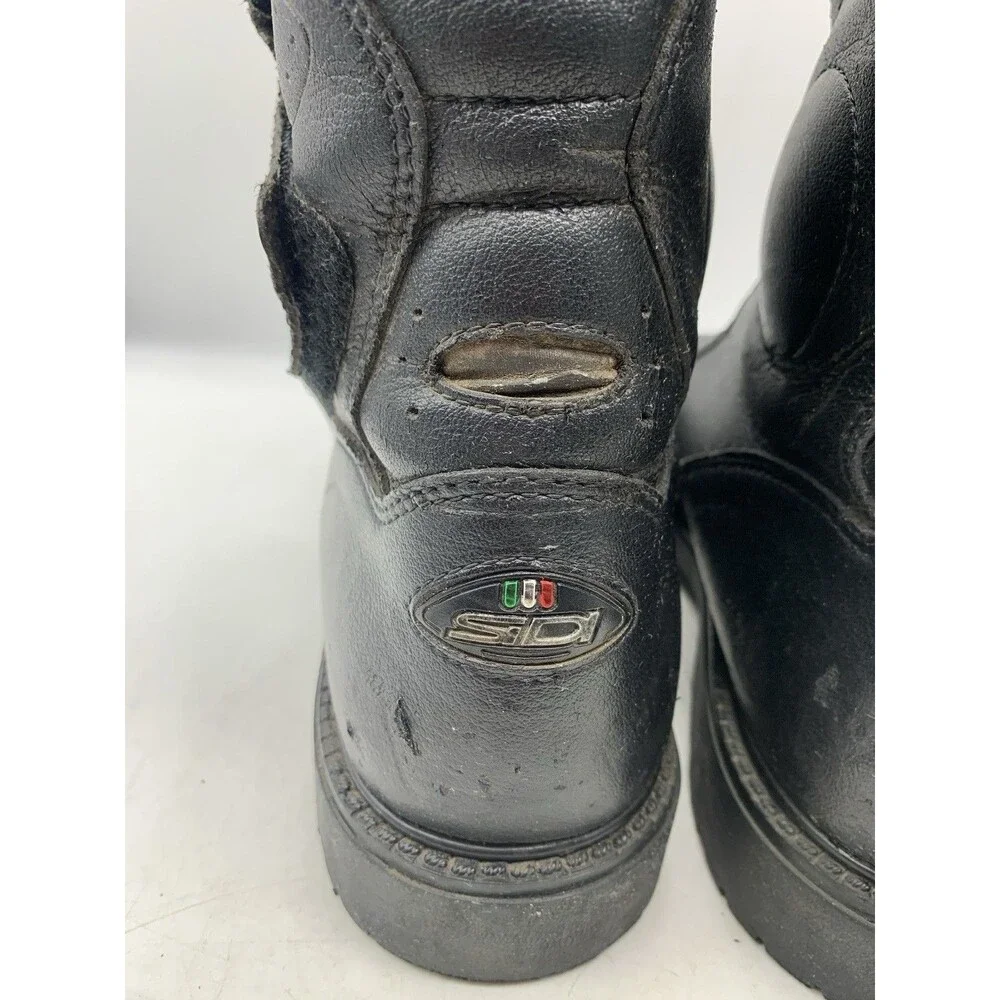 Sidi Motorcyle Boots Men SZ US 11.5 EU 46 Black Leather Side Zip Riding Touring